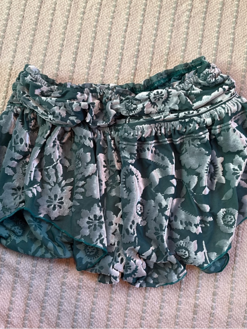 Green Floral Ruffle Skirt